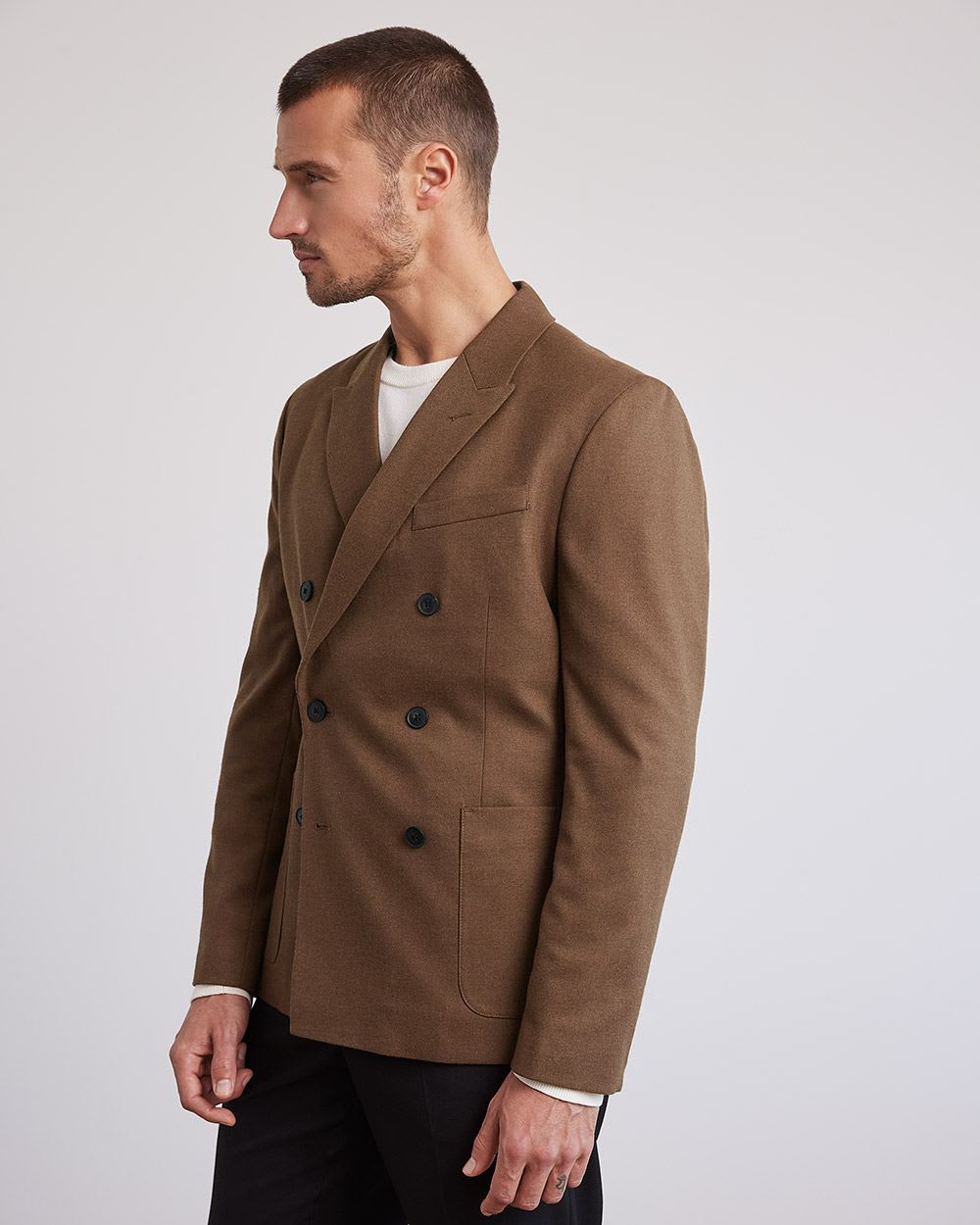 Tailored-Fit Brushed Twill Cacao Blazer