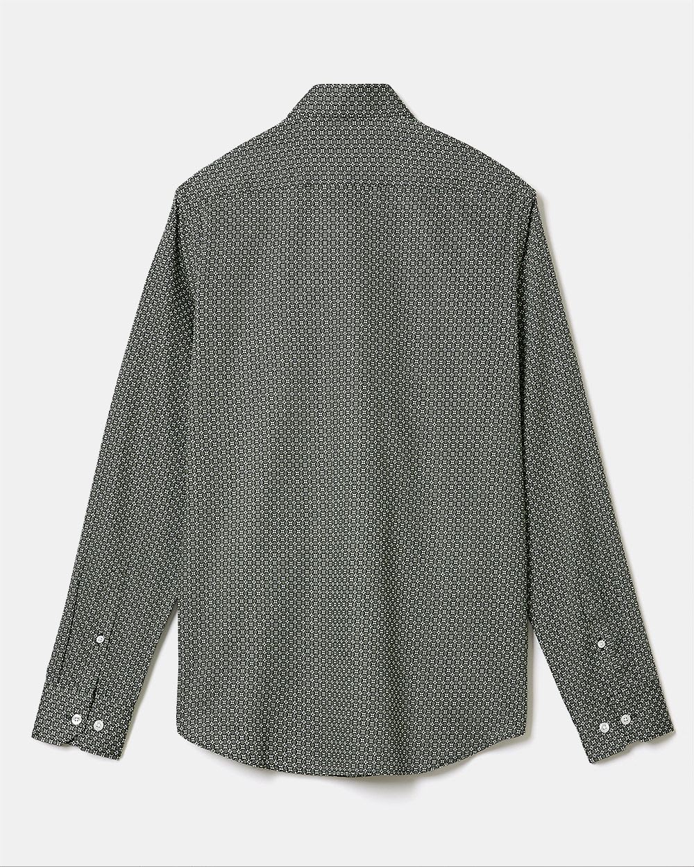 Tailored-Fit Dress Shirt with Geometric Floral Pattern