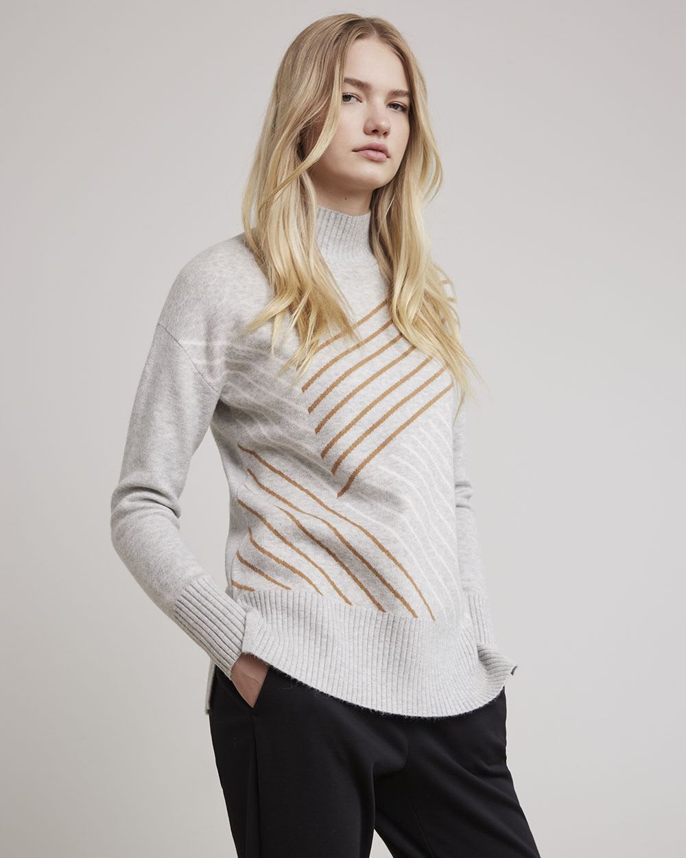 Relaxed-Fit Long-Sleeve Mock-Neck Sweater