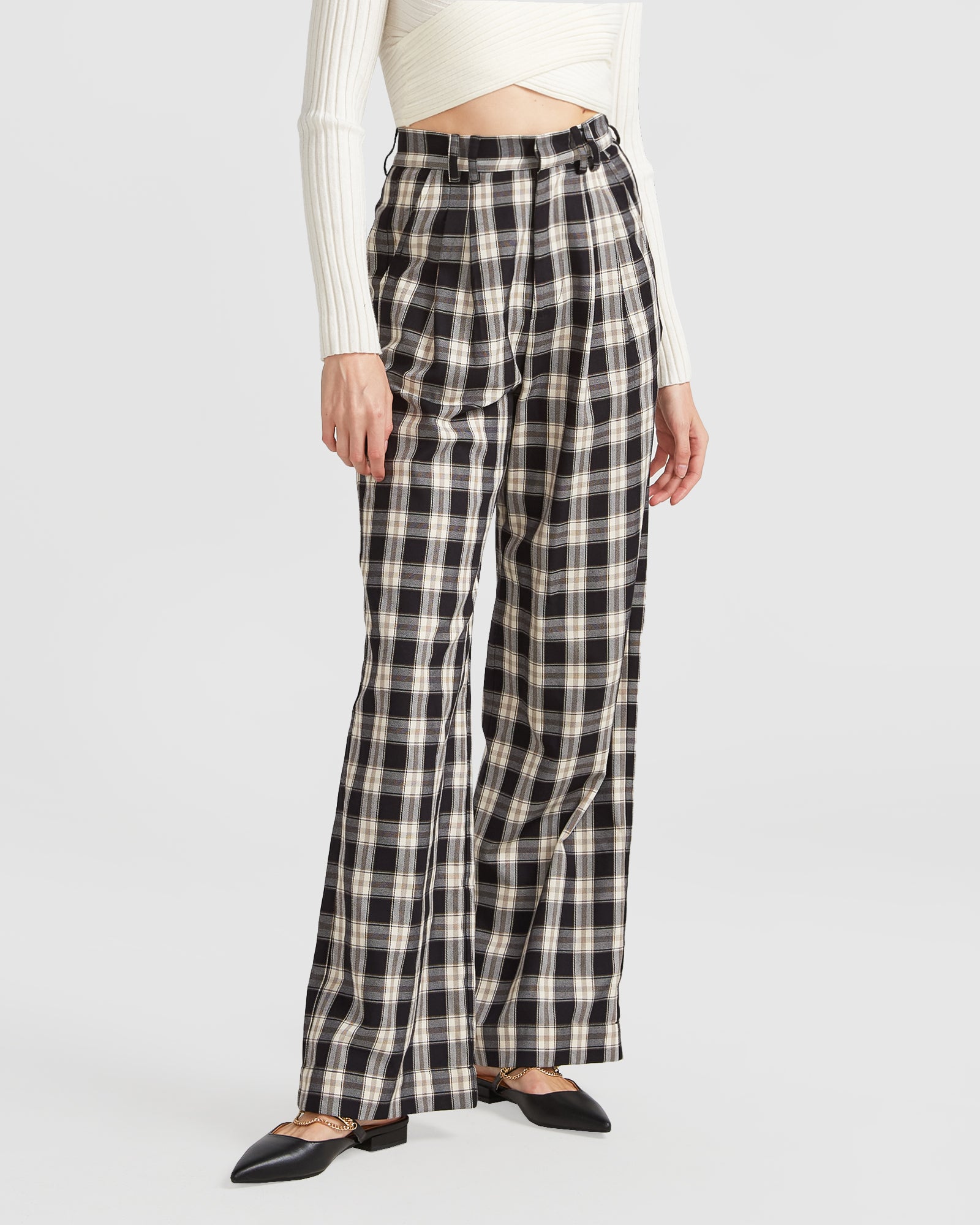 Belle & Bloom Dominoes Wide Leg Check Pant