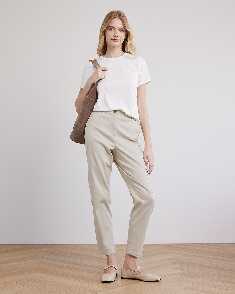 Cotton Twill High-Rise Tapered Cargo Pant