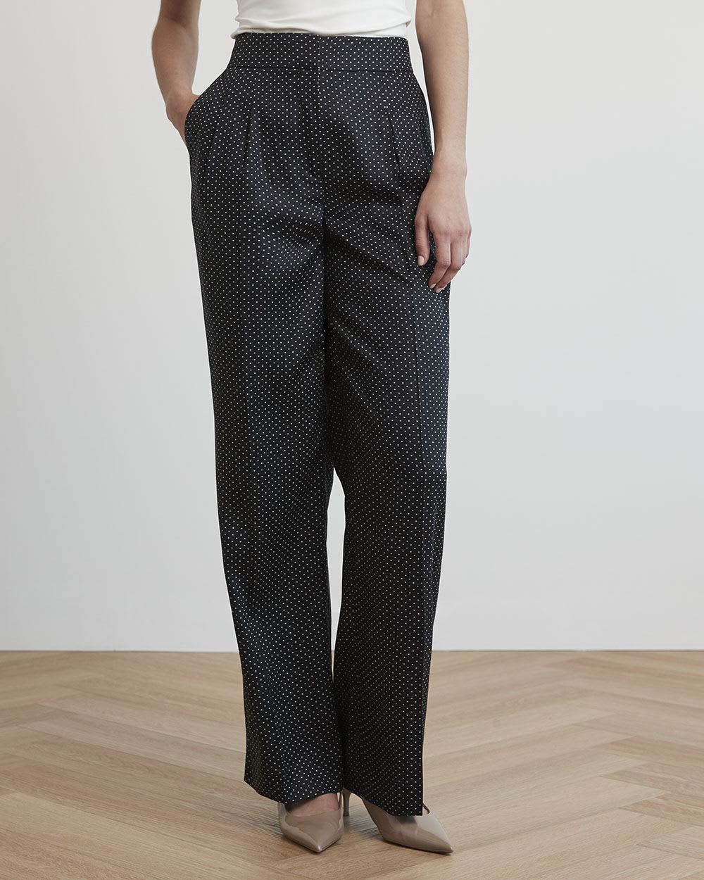 Polka Dot High-Rise Wide-Leg Tencel Pant
