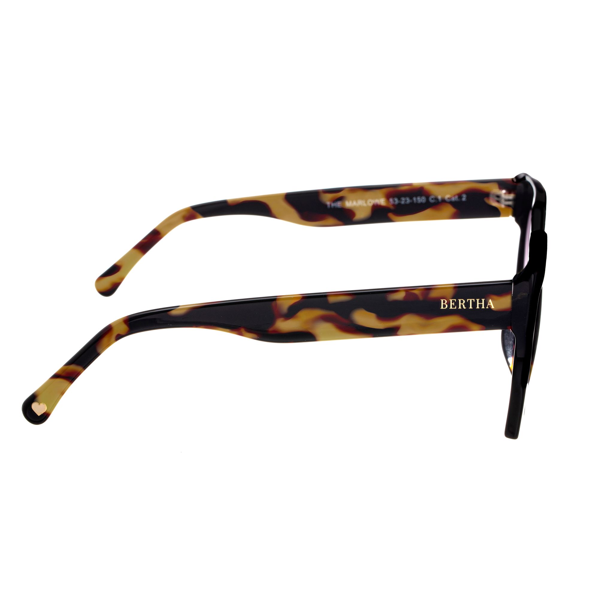 Bertha - Marlowe Handmade in Italy Sunglasses - Black
