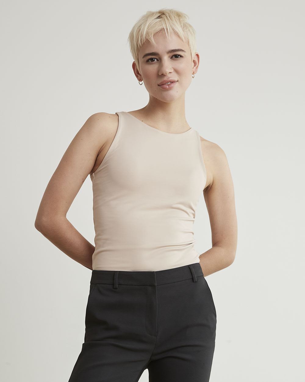 Sleeveless Crew-Neck Bodycon Halter Top, BodyConfident