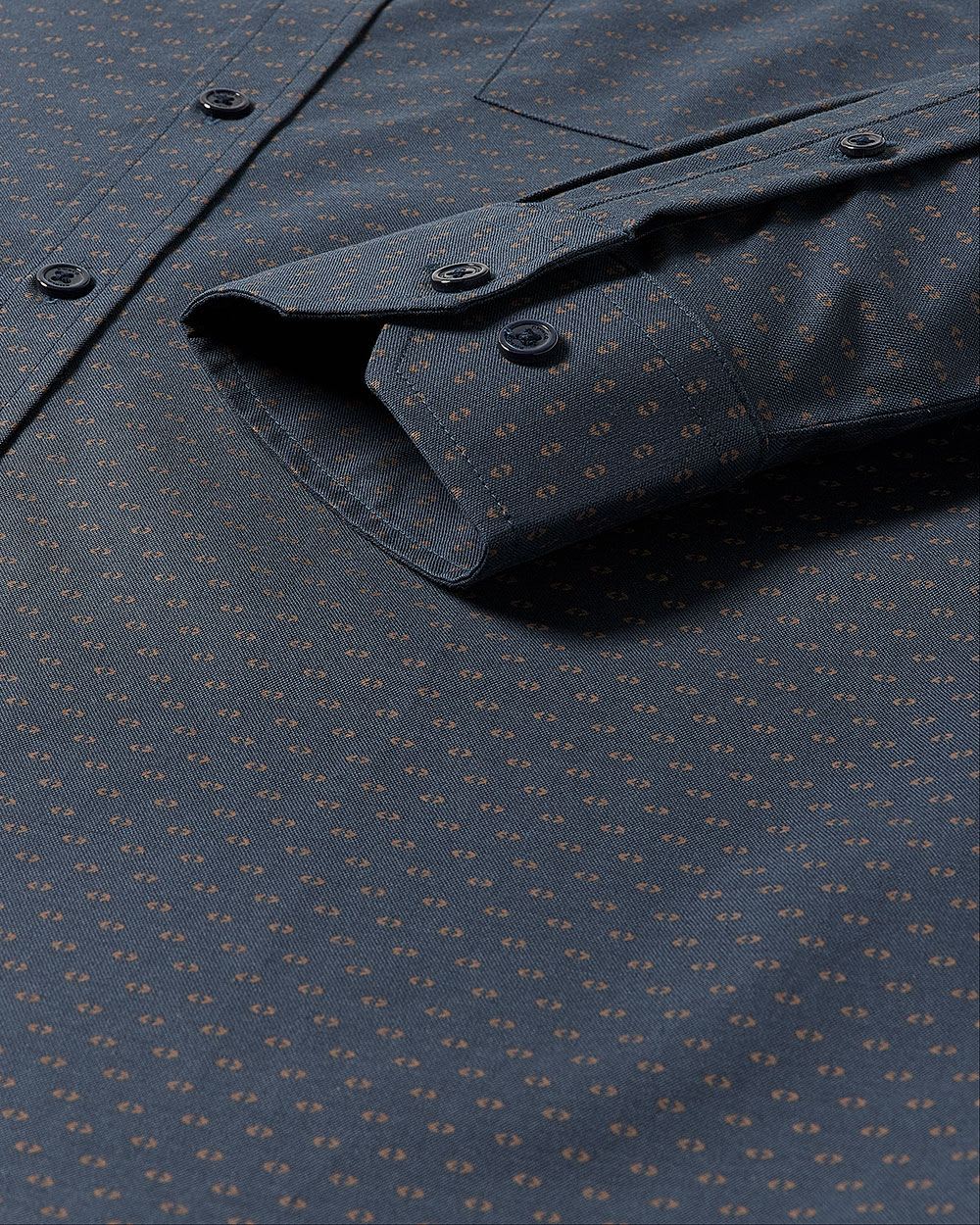 Slim-Fit Cotton Oxford Shirt with Geo Pattern