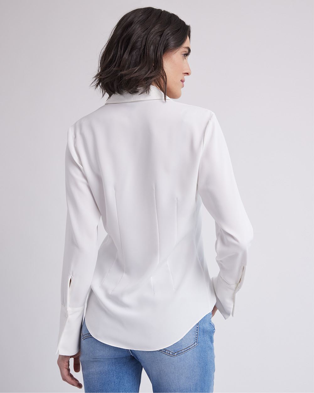 Long-Sleeve Buttoned-Down Twill Blouse