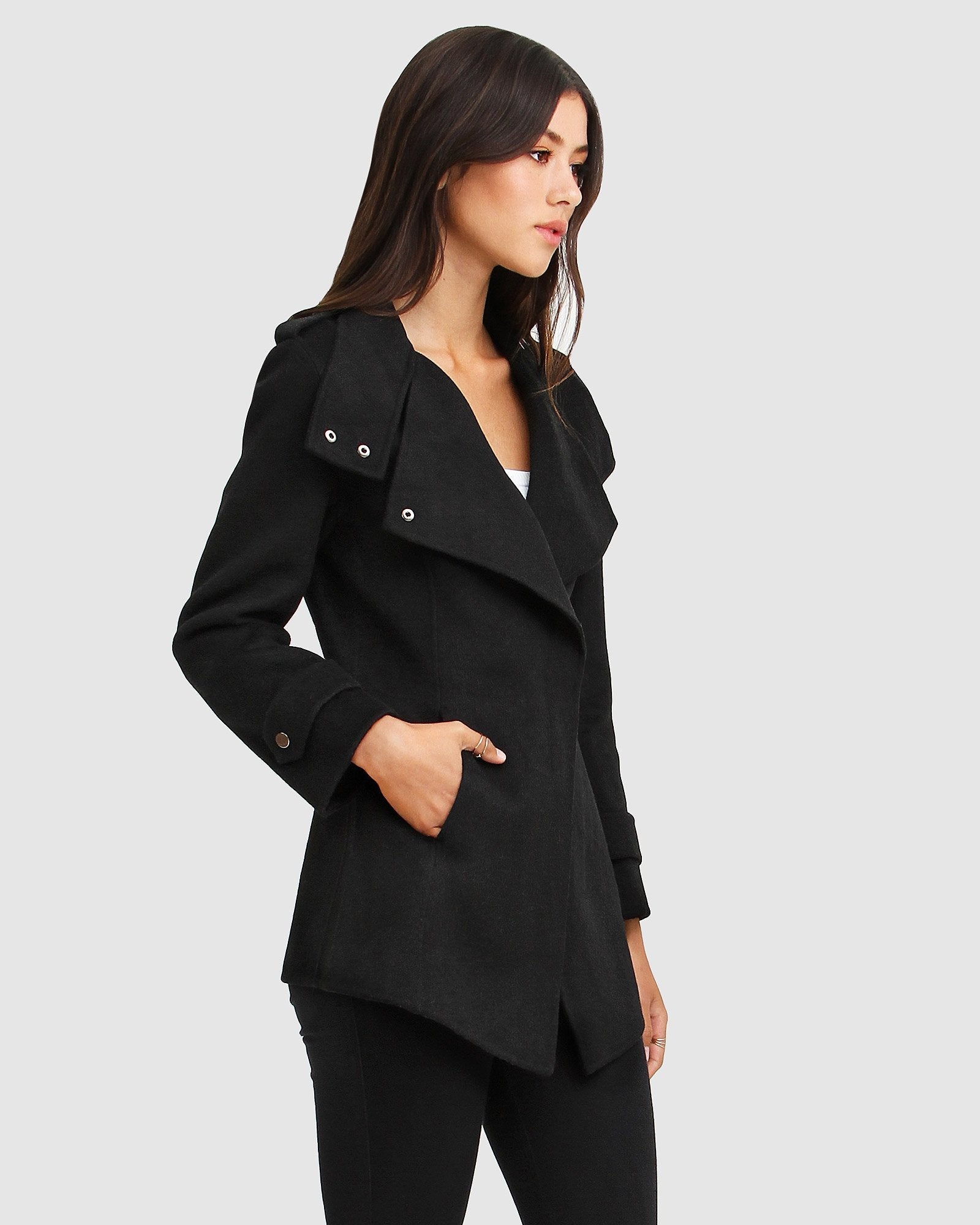 Belle & Bloom NEW FIT Bad Girl Wool Blend Moto Coat