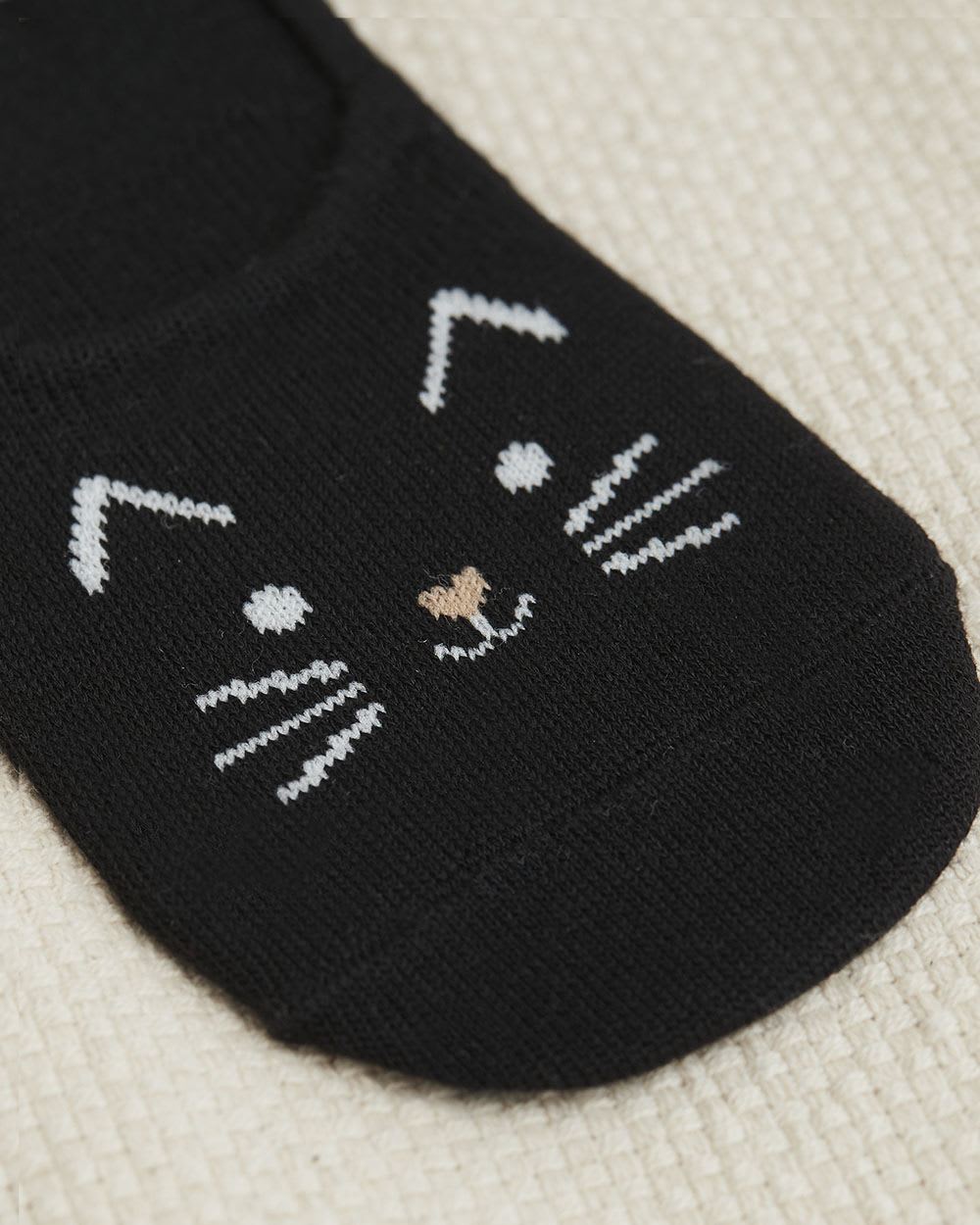 No-Show Socks with Cat Face Design