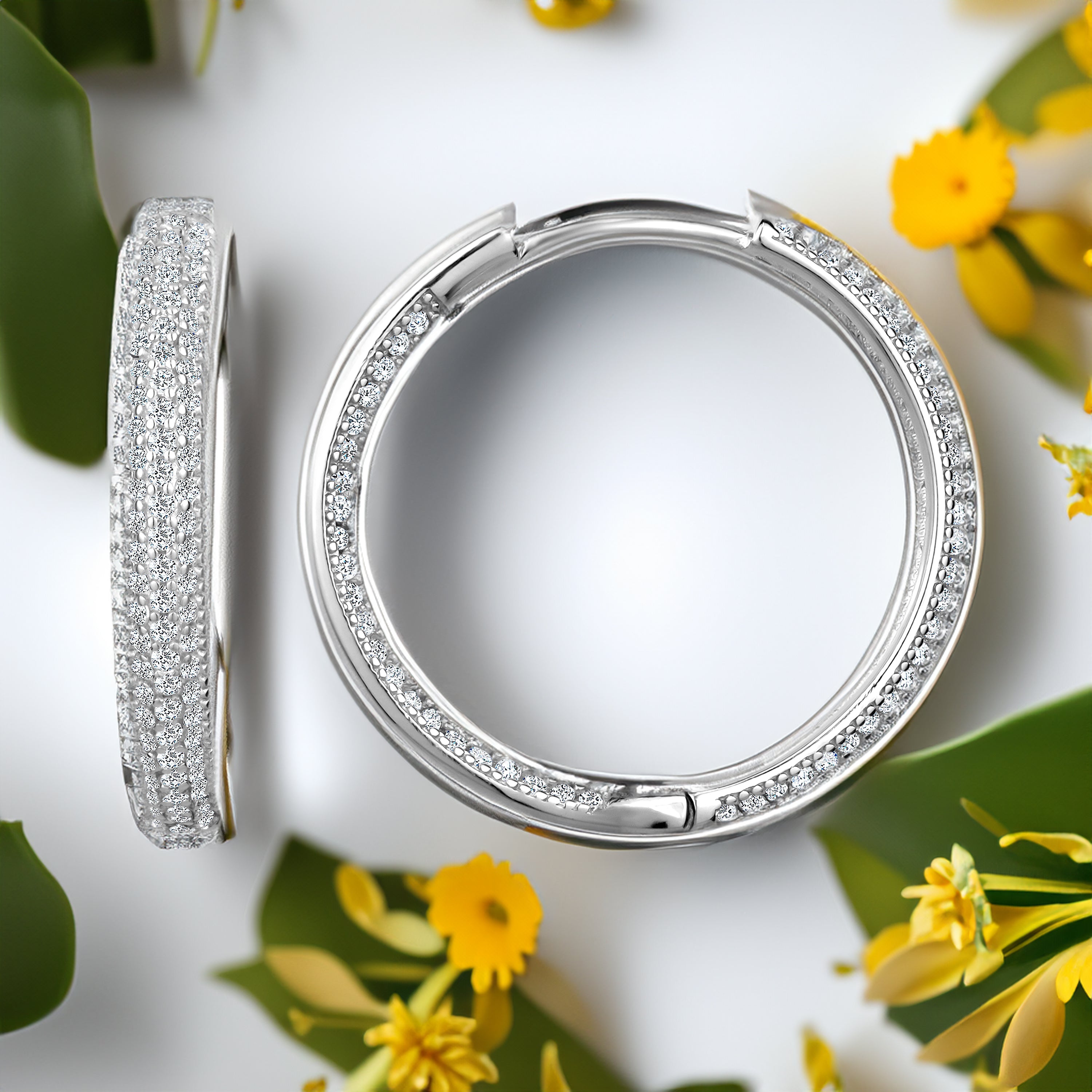 Club Rochelier 3A Cubic Zirconia In and Out Hoop Earrings