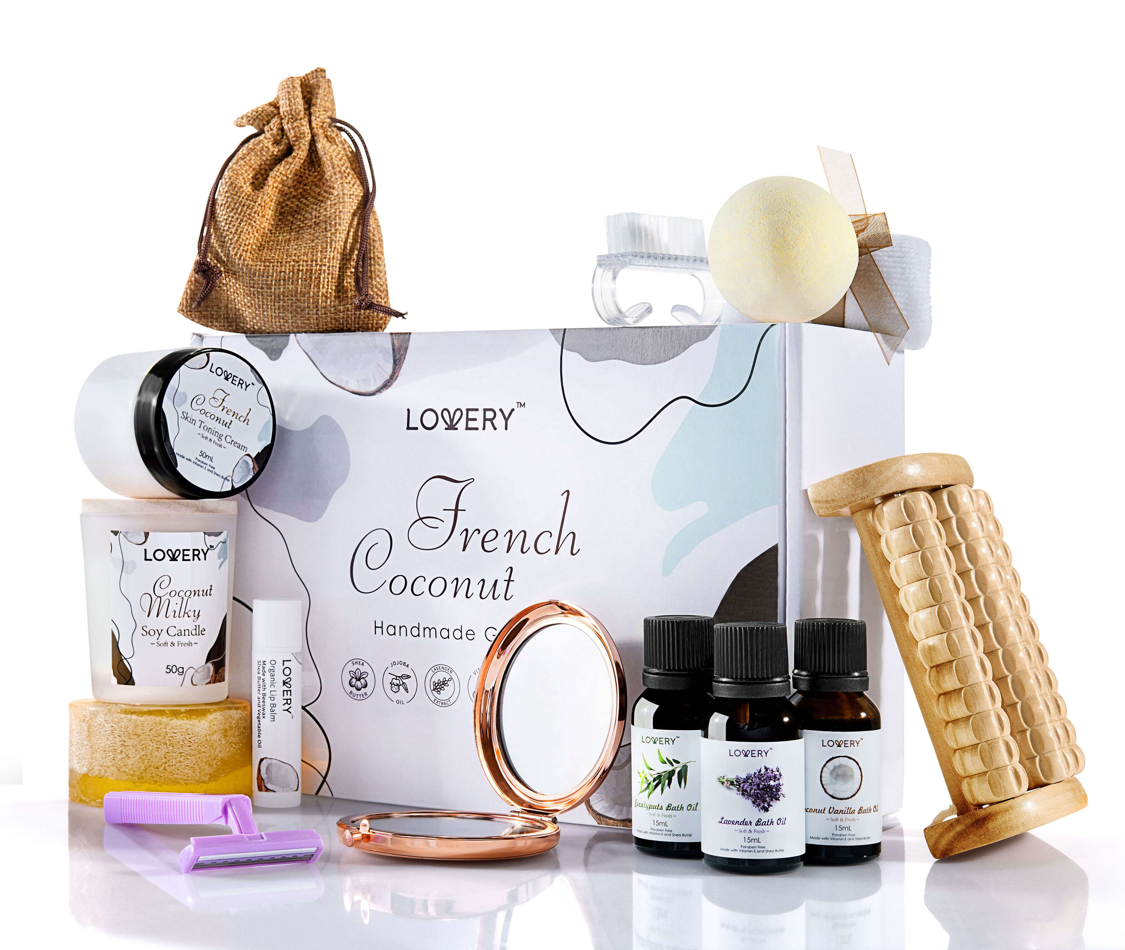 Lovery French Coconut Aromatherapy Handmade Gift Box, 20 Piece