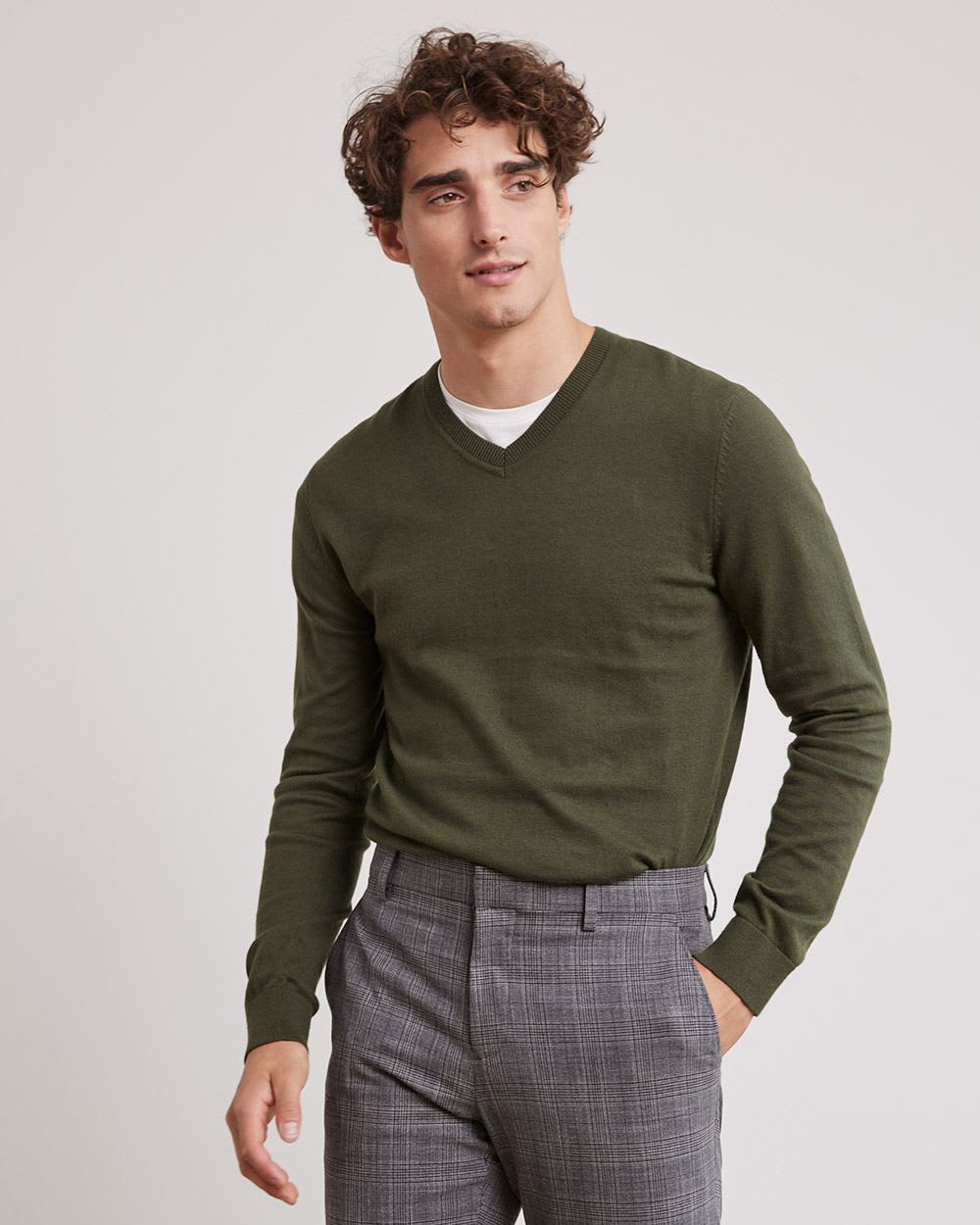 Basic Long-Sleeve V-Neck Sweater