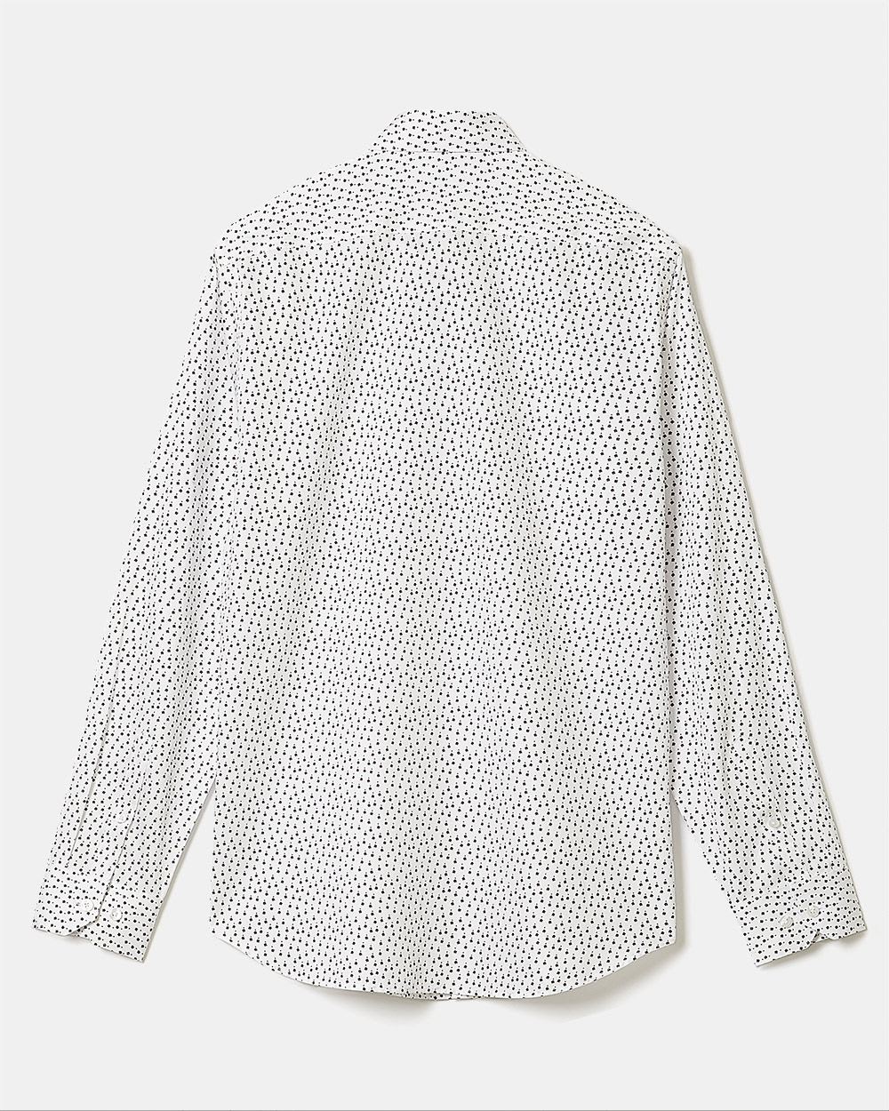 Slim-Fit White Dress Shirt with Floral Pattern