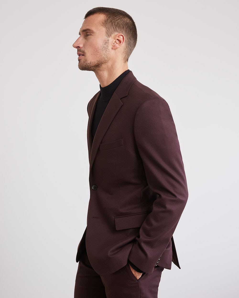 Tailored-Fit Brushed Suit Blazer