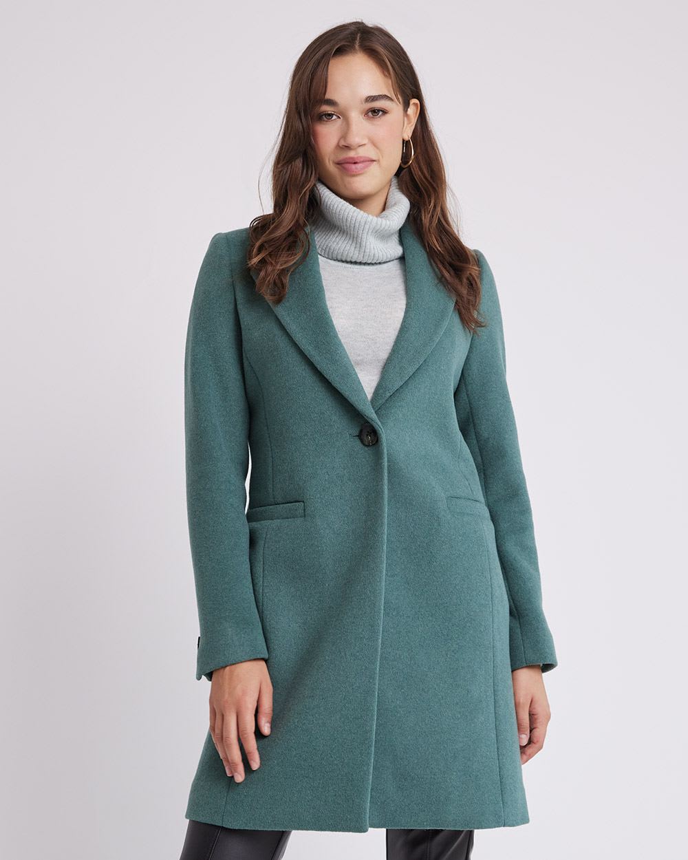 Classic One-Button Wool Coat