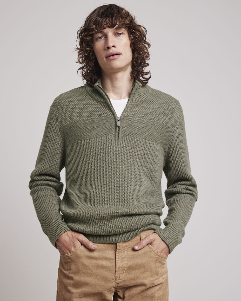 Mock-Neck Sweater with Half-Zip