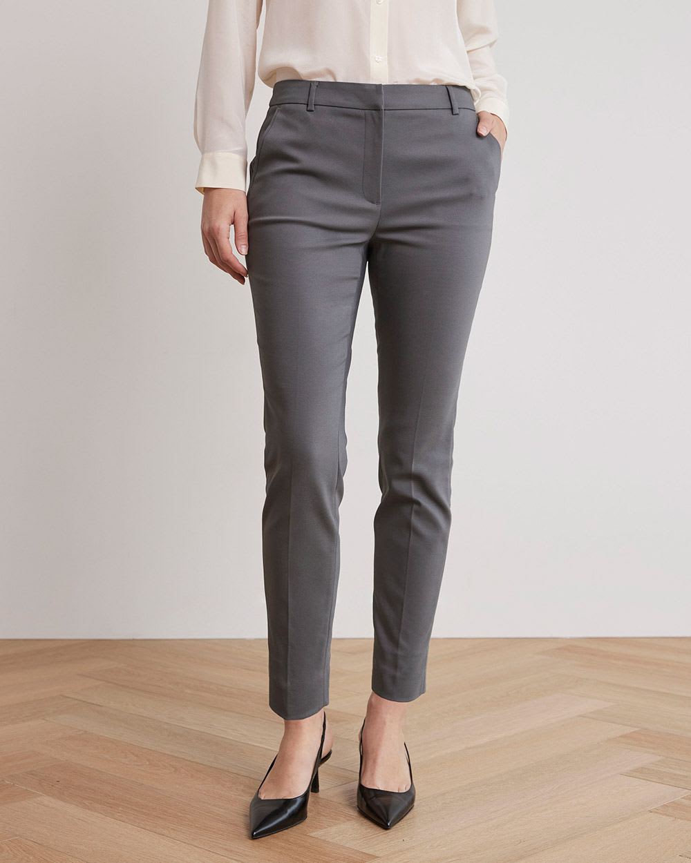 Mid-Rise Slim-Leg Solid Curvy Pant - 28"