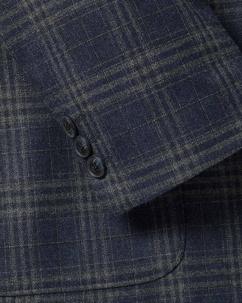 Slim Brushed Navy Plaid Blazer