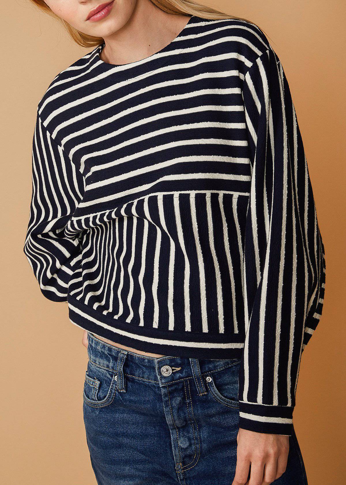 Nurode Striped Dolman Sweatshirt