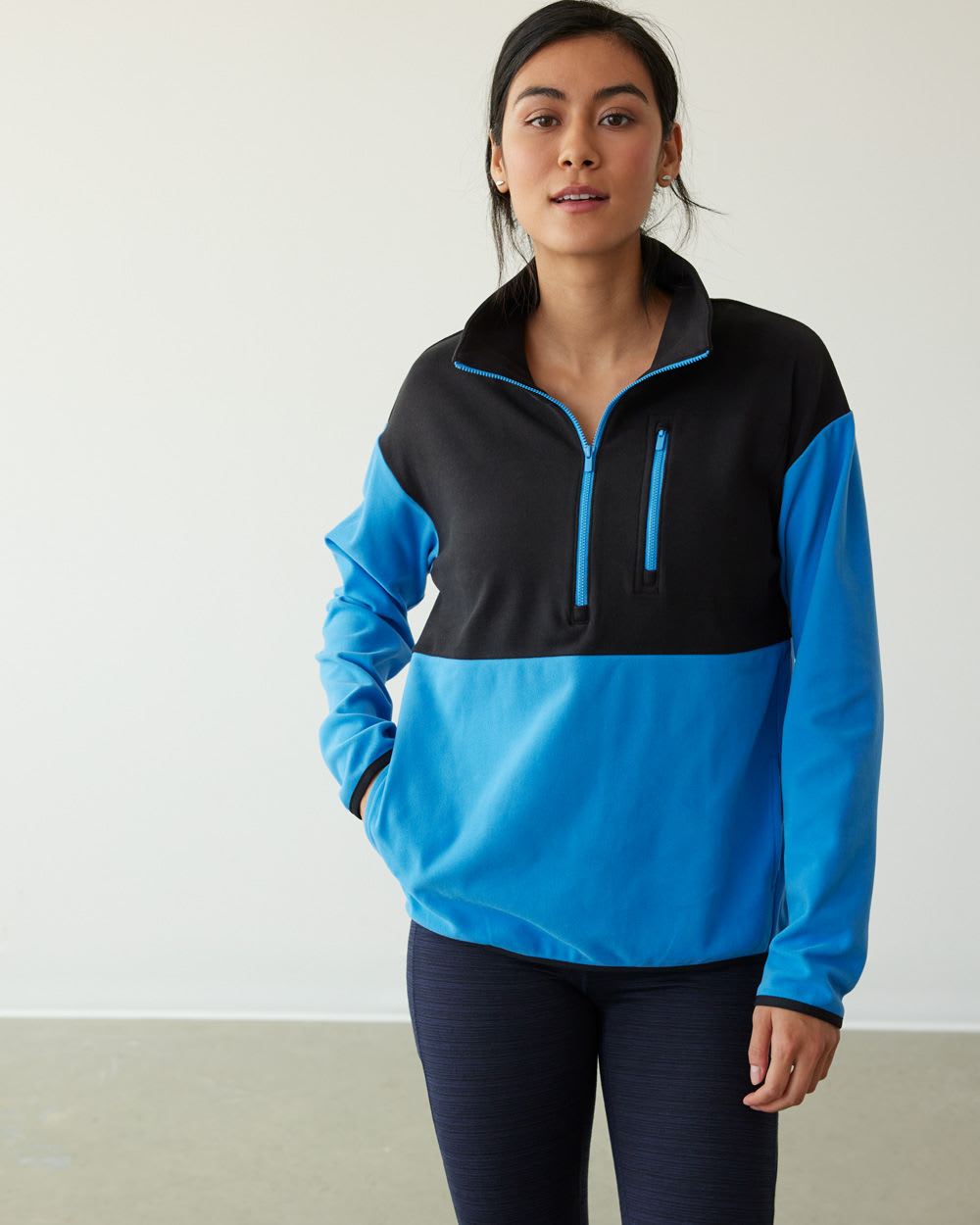 Polar Fleece Top with Half-Zip Mock Neckline, Hyba