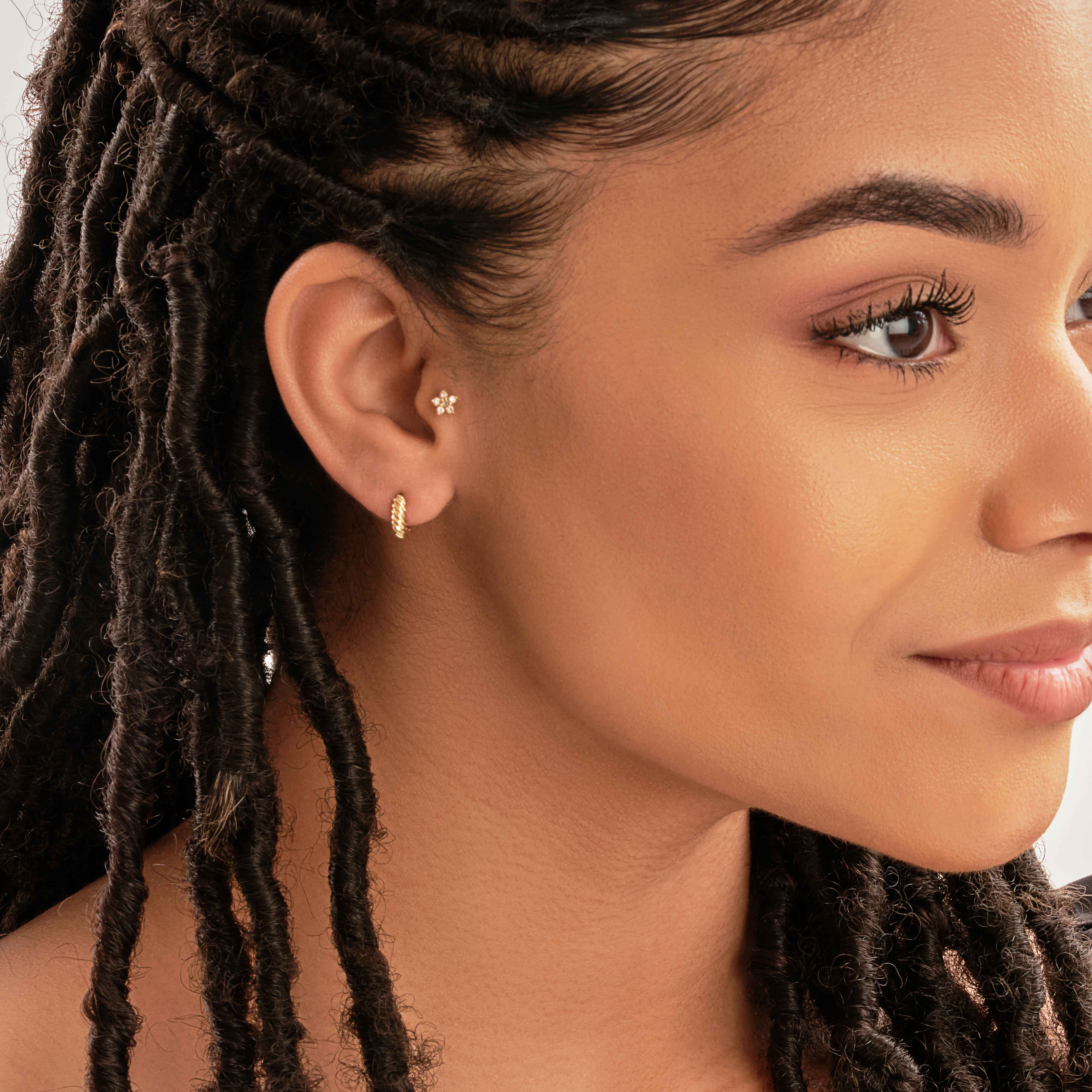 Sterling Forever - 14k Gold Twist Huggie Hoop Earrings