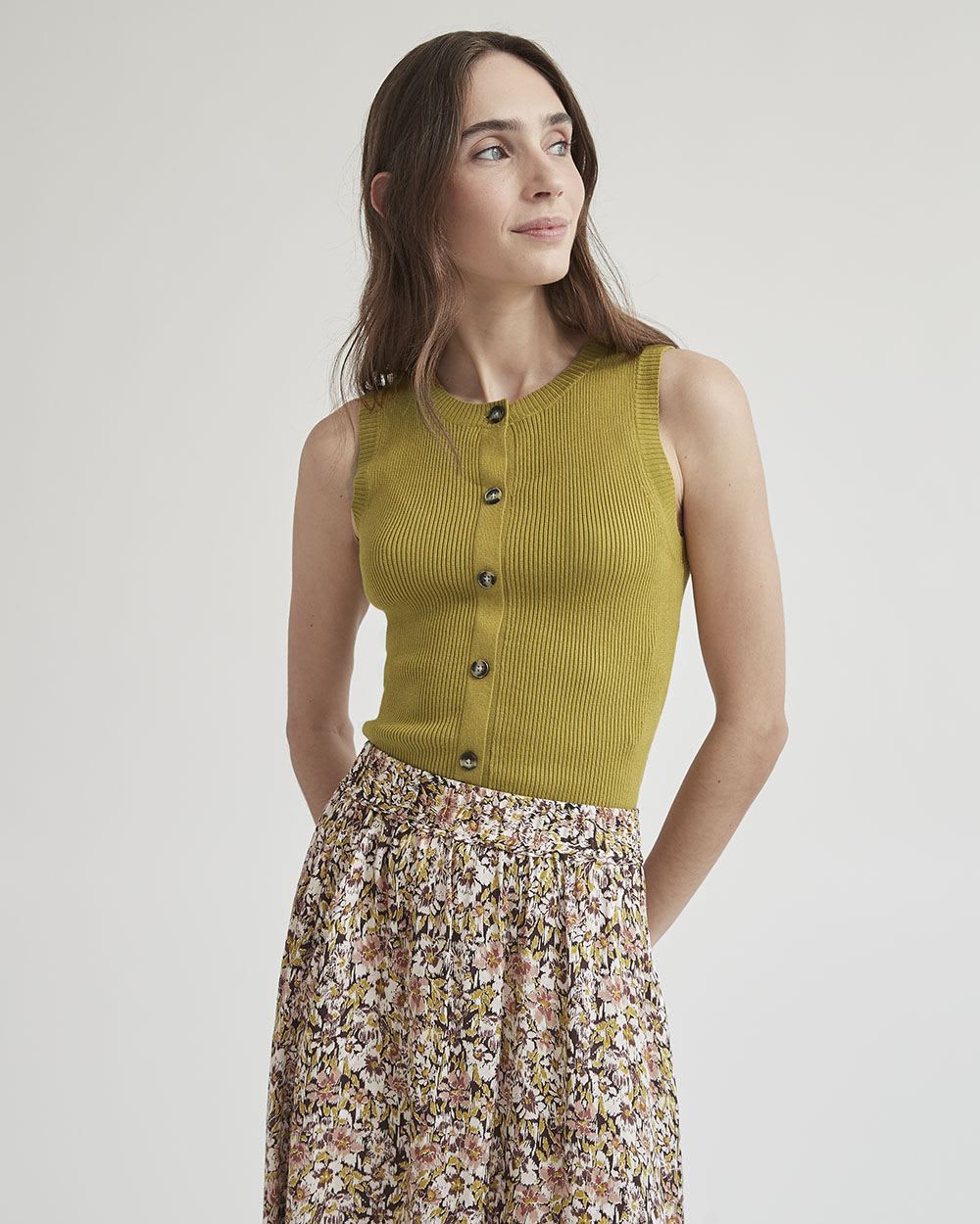 Crew-Neck Bodycon Ribbed Vest