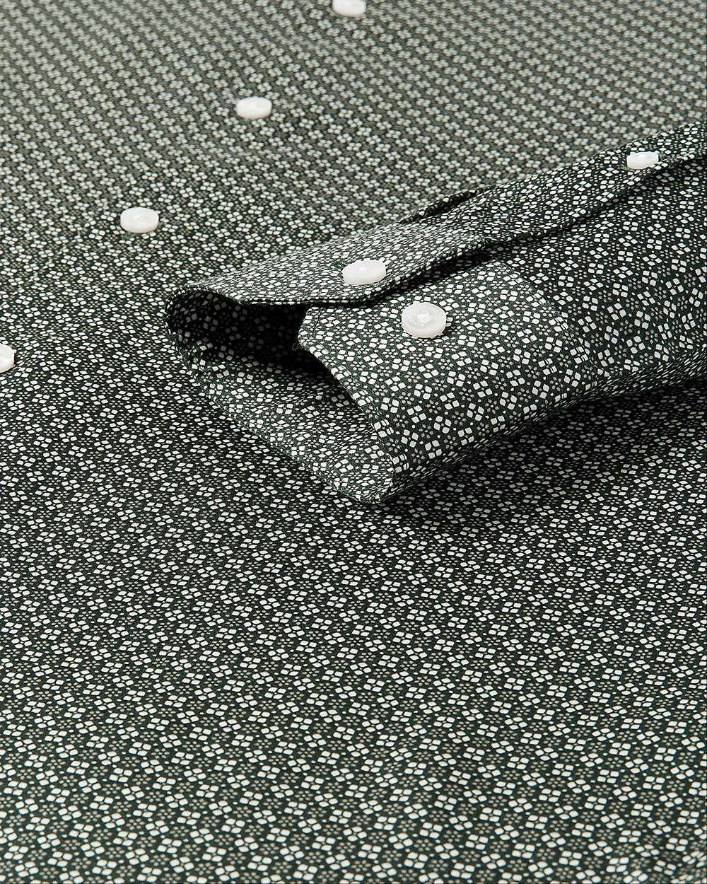 Tailored-Fit Dress Shirt with Geometric Floral Pattern