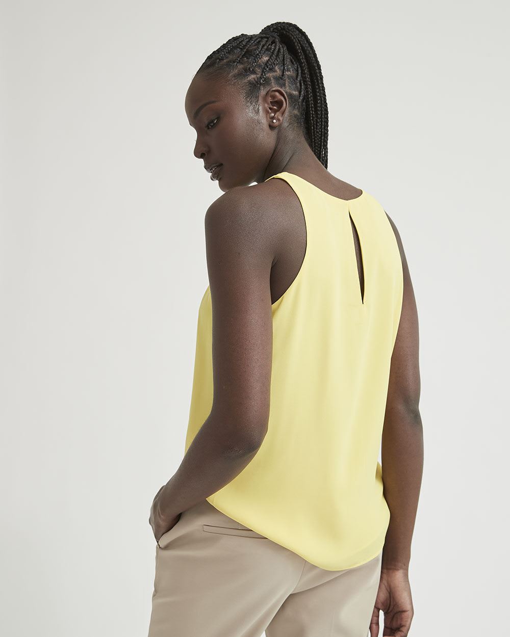 Silky Crepe Crew-Neck Cami