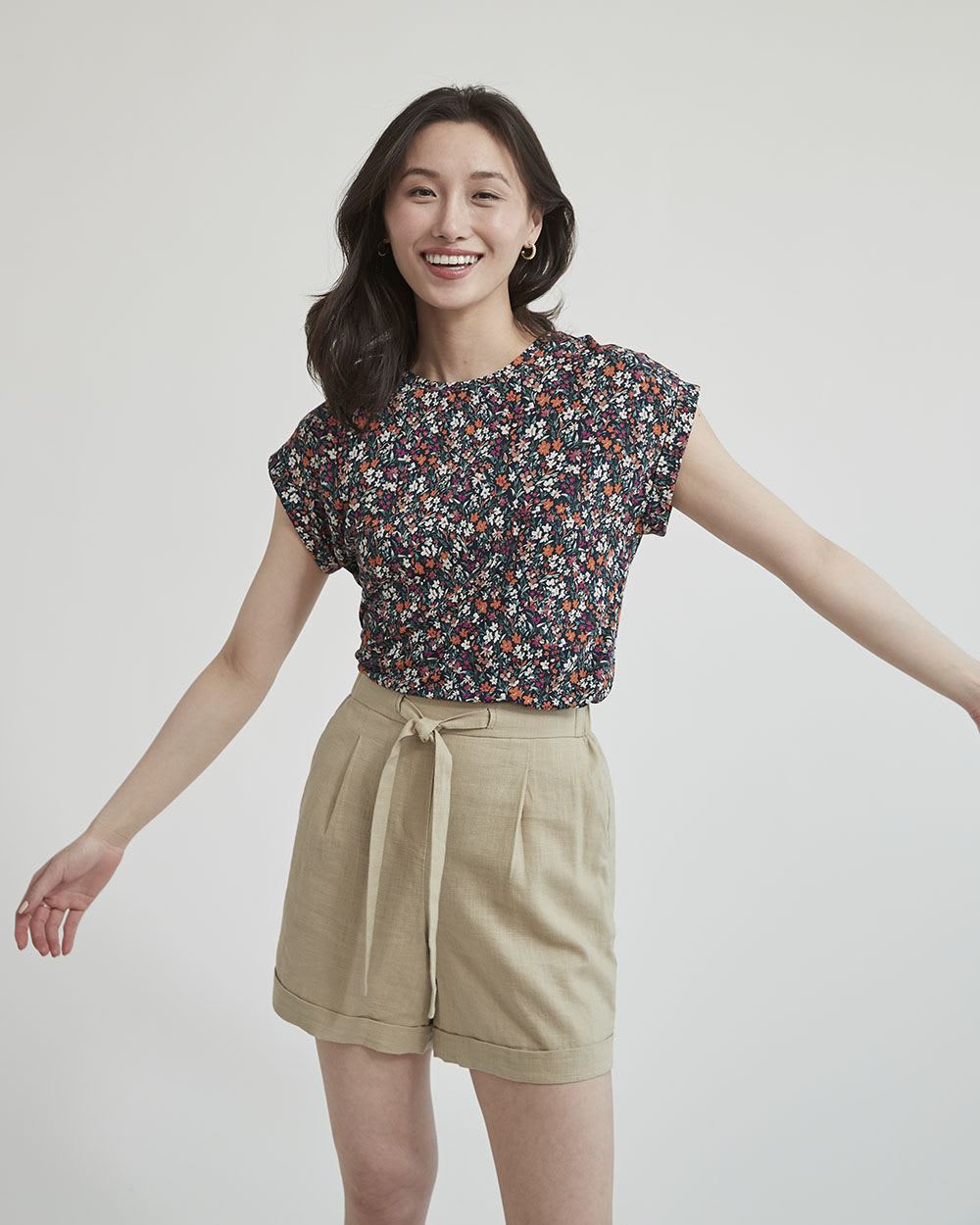 Extended Shoulder Crew-Neck T-Shirt