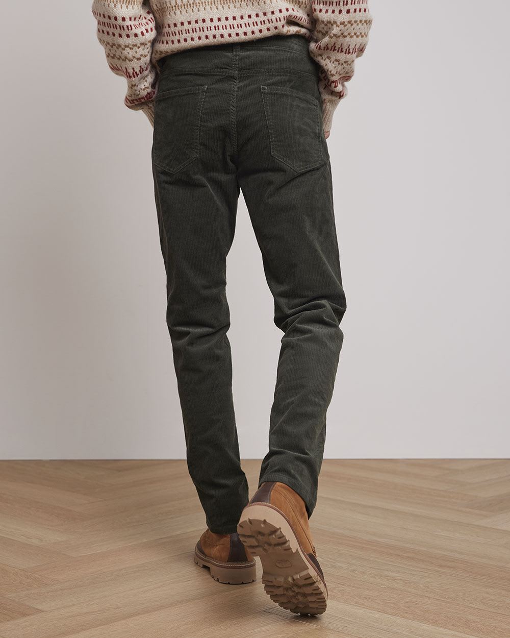 Solid Slim-Fit Corduroy Pants