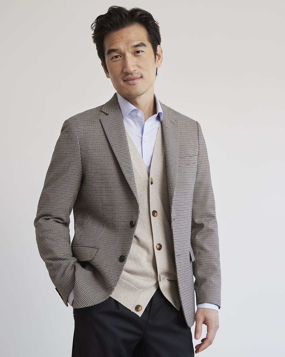 Slim Brushed Houndstooth Blazer