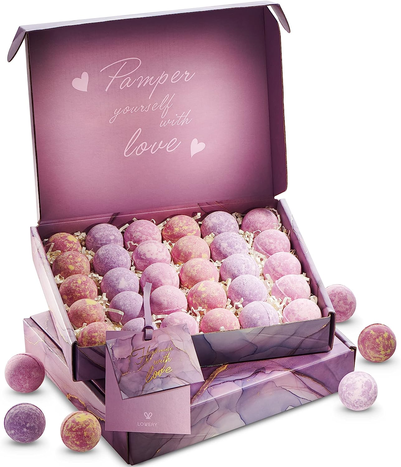 Lovery Bath Bombs Gift Set, 30pc Relaxing Spa Body Care Balls In Assorted Fragrances