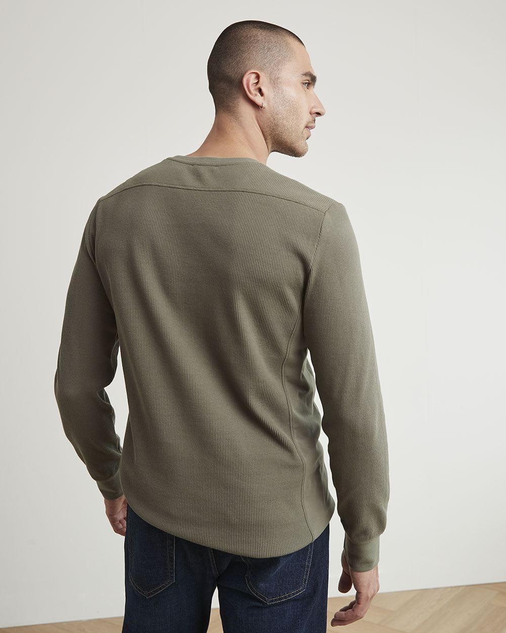 Long-Sleeve Crew-Neck Waffled Tee