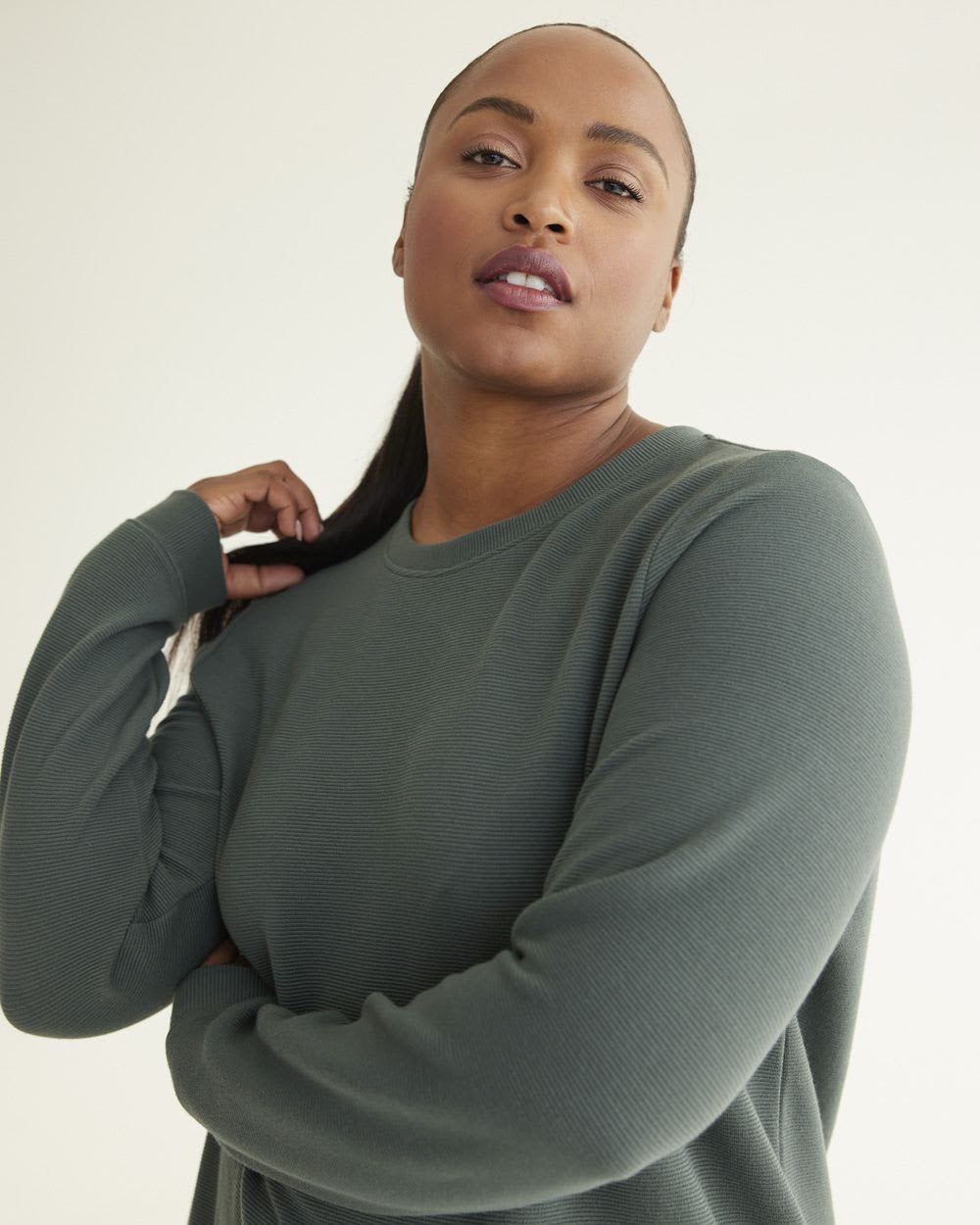 Long-Sleeve Ottoman-Knit Tunic, Hyba