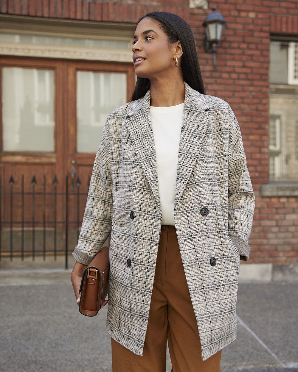 Plaid Knit Blazer