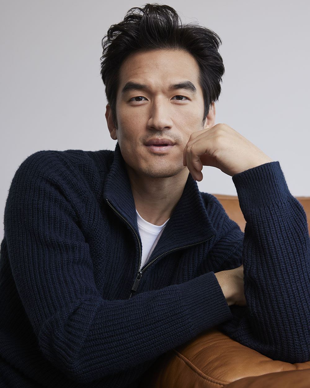 Long-Sleeve Half-Zip Mock-Neck Sweater