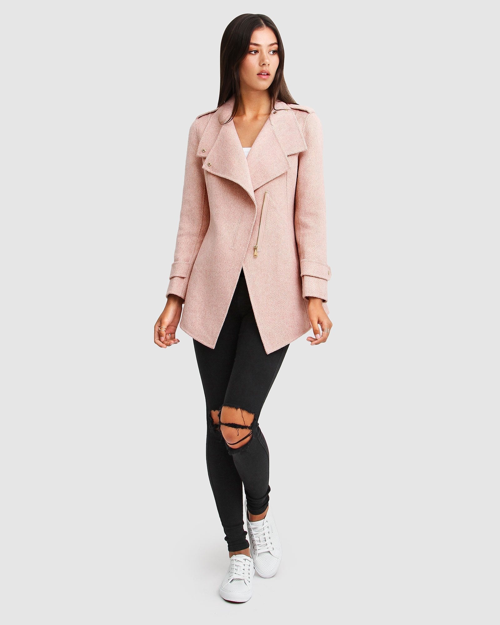 Belle & Bloom NEW FIT Bad Girl Wool Blend Moto Coat