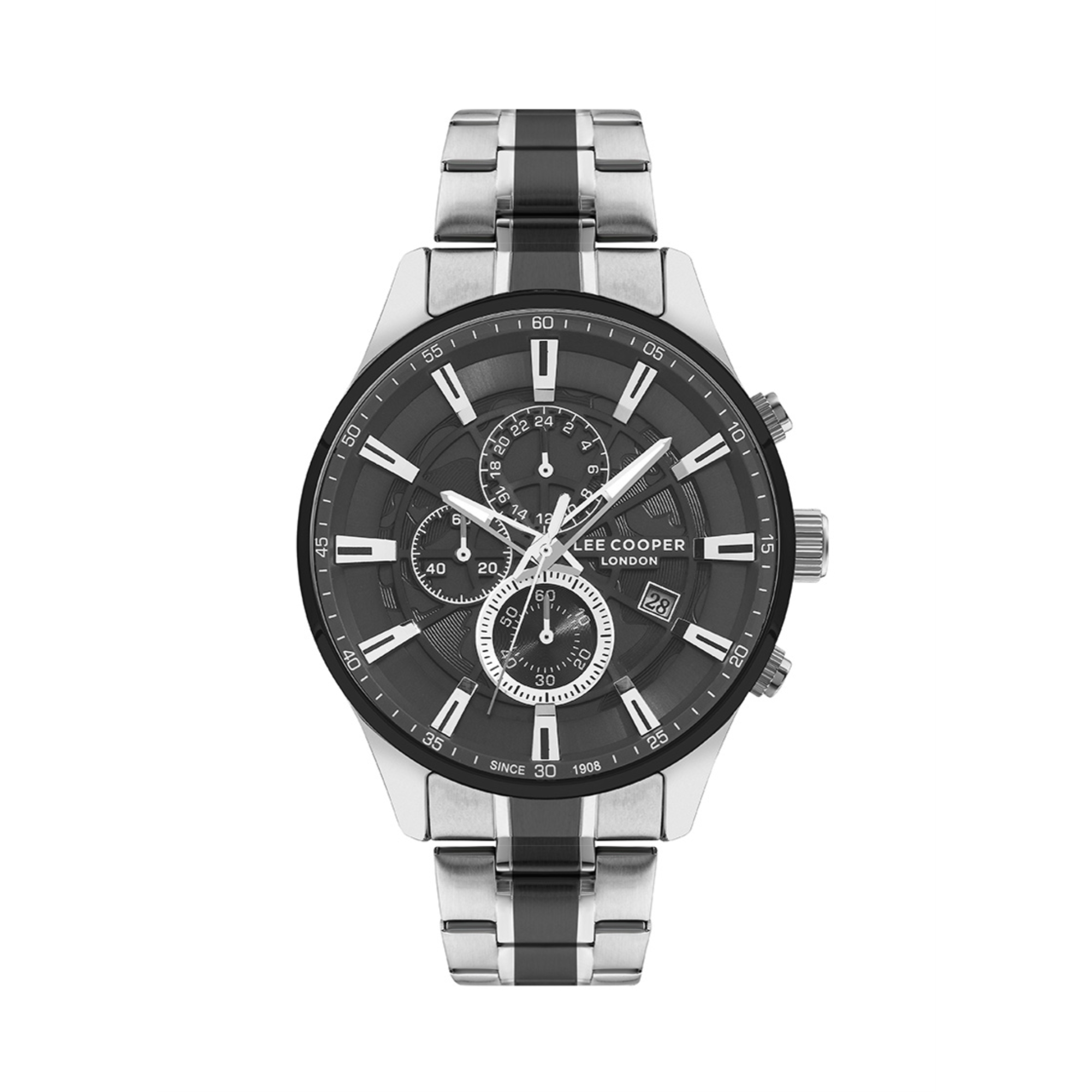 LEE COOPER-Men's Silver 47mm watch w/Black Dial