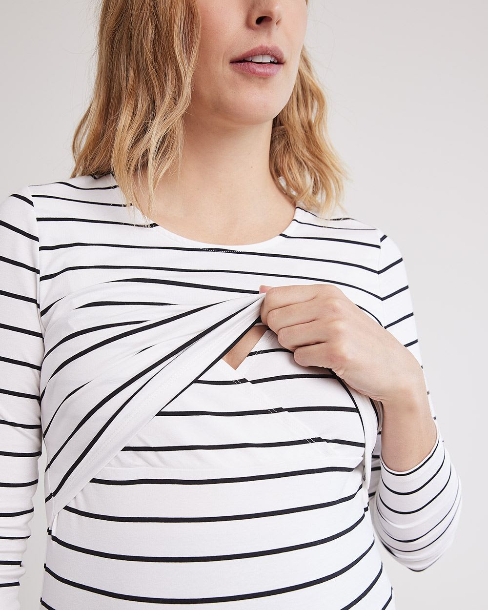 Nursing Long-Sleeve Top with Scoop Neckline, Set of 2 - Thyme Maternity