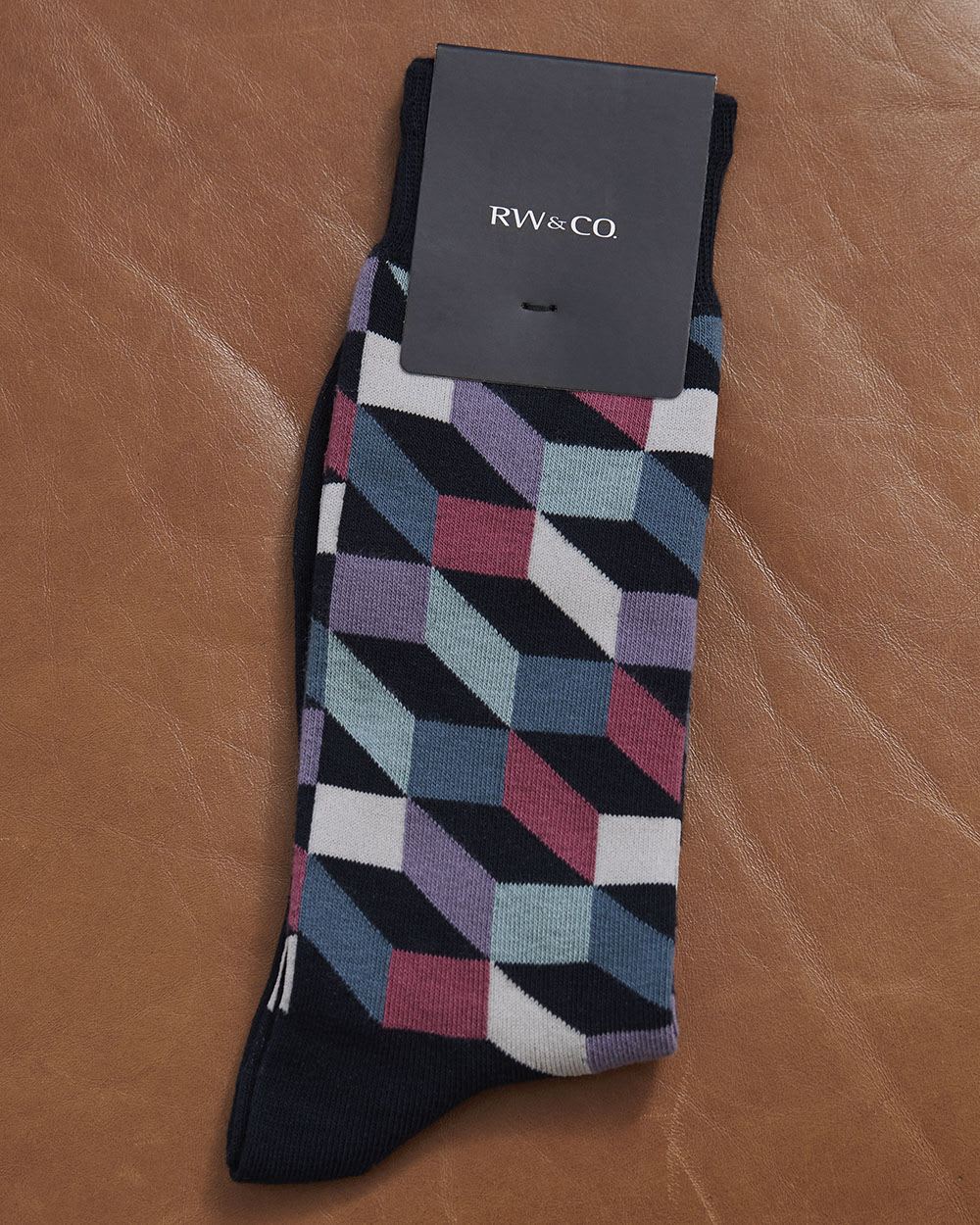 Purple and Pink Geo Socks