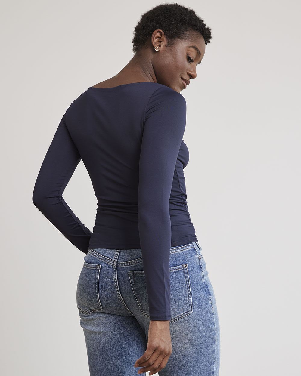 Long-Sleeve Boat-Neck Top