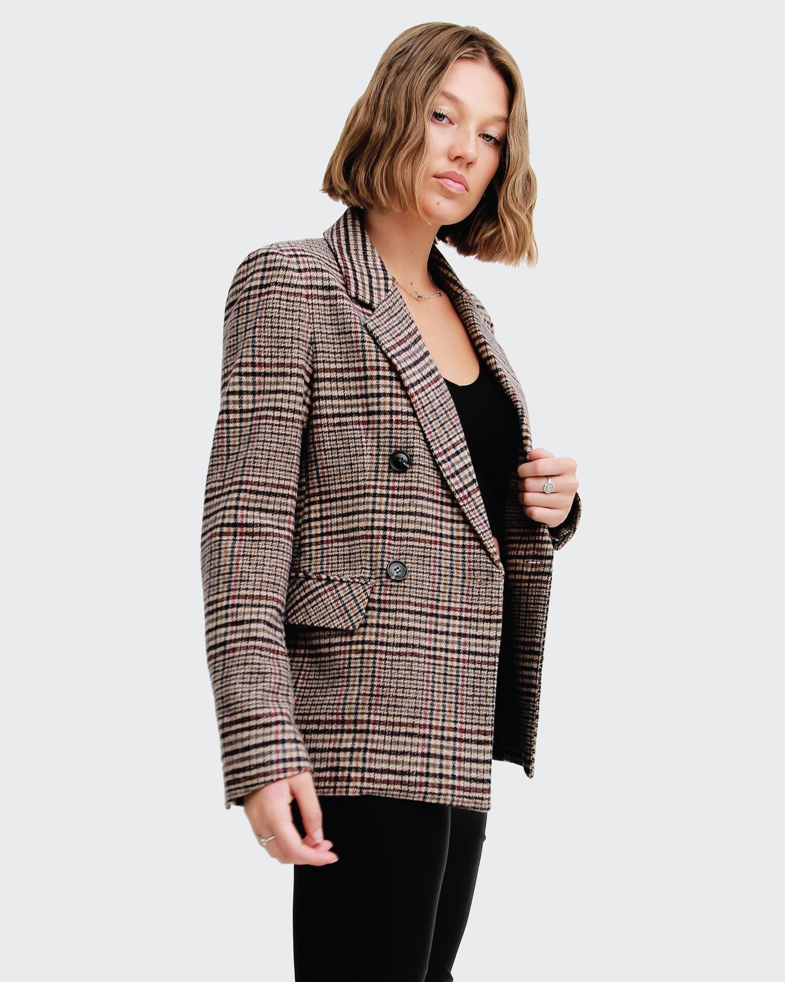 Belle & Bloom Piccadilly Wool Blend Plaid Blazer