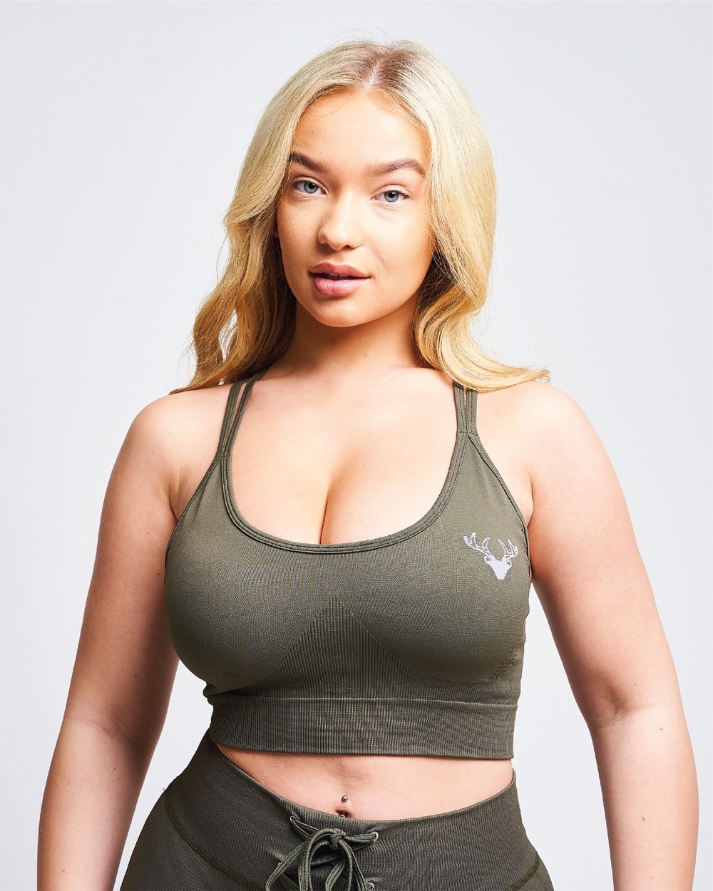 Twill Active - Moire Recycled Strappy Sports Bra - Petrol