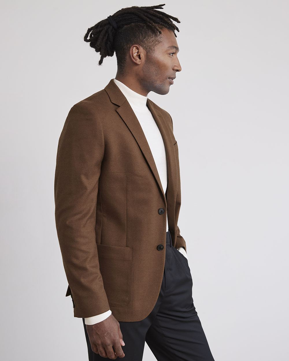Slim-Fit Brushed Twill Cacao Blazer