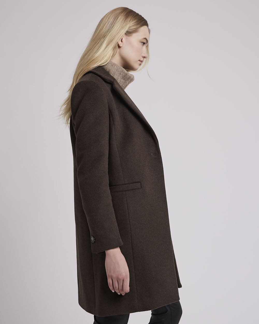 Classic One-Button Wool Coat