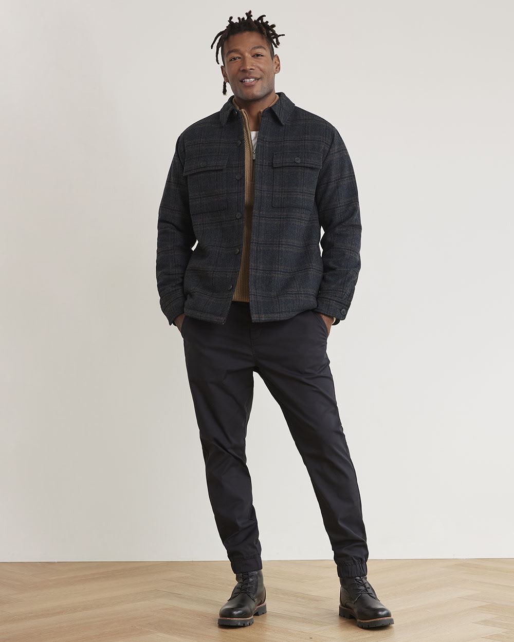 Wool Overshirt with Sherpa Lining