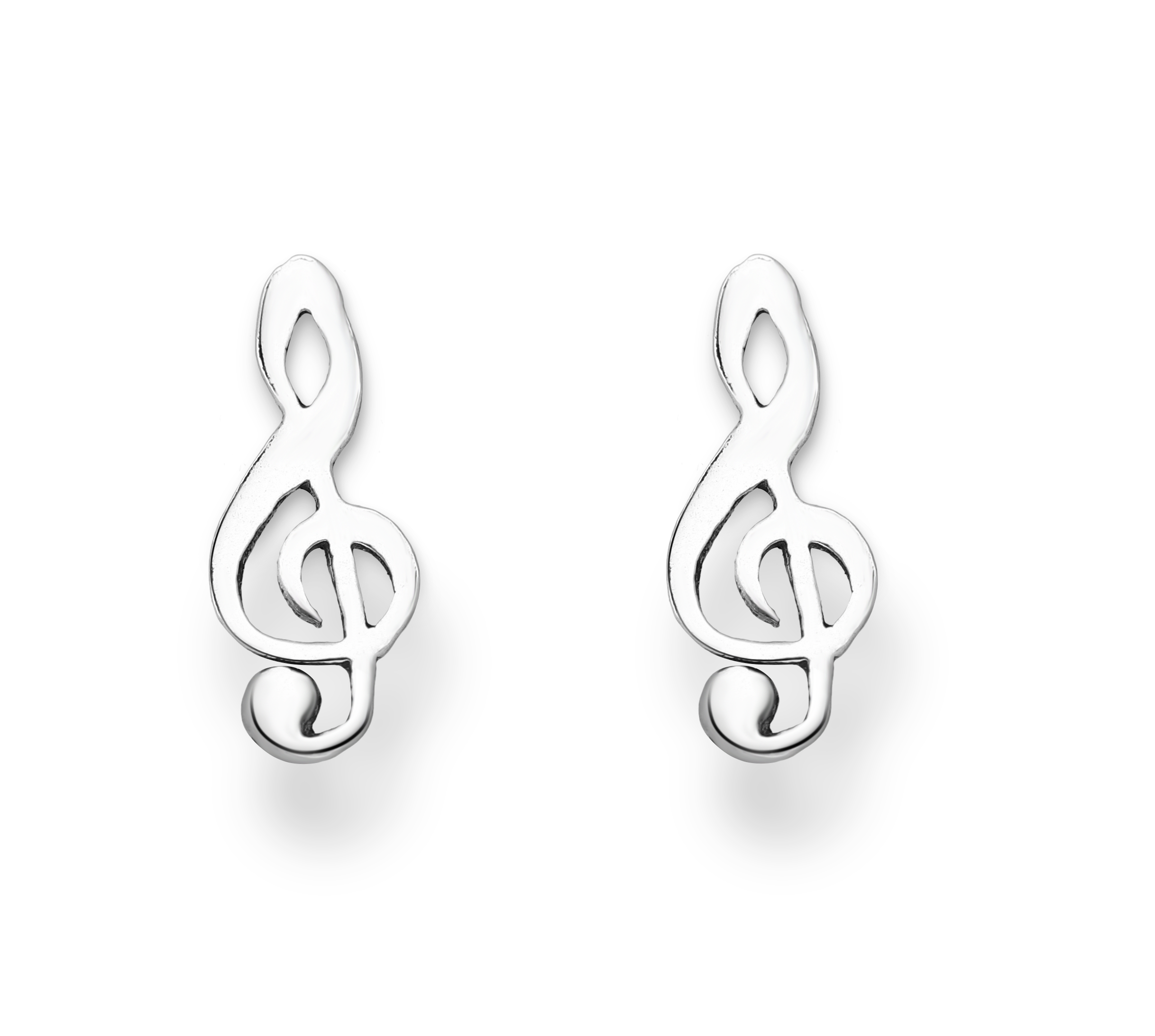 Ag Sterling - Sterling Silver Treble Clef Stud Earrings