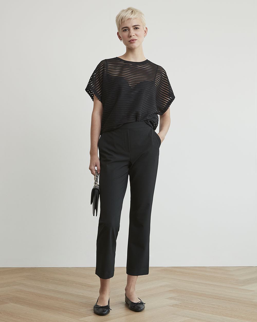 Mid-Rise Straight-Ankle-Leg Twill Pant