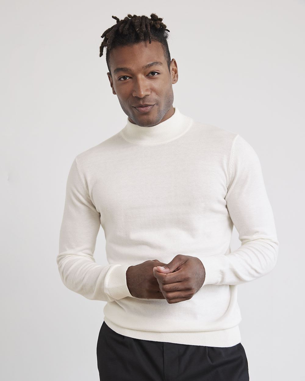 Solid Long-Sleeve Mock-Neck Sweater