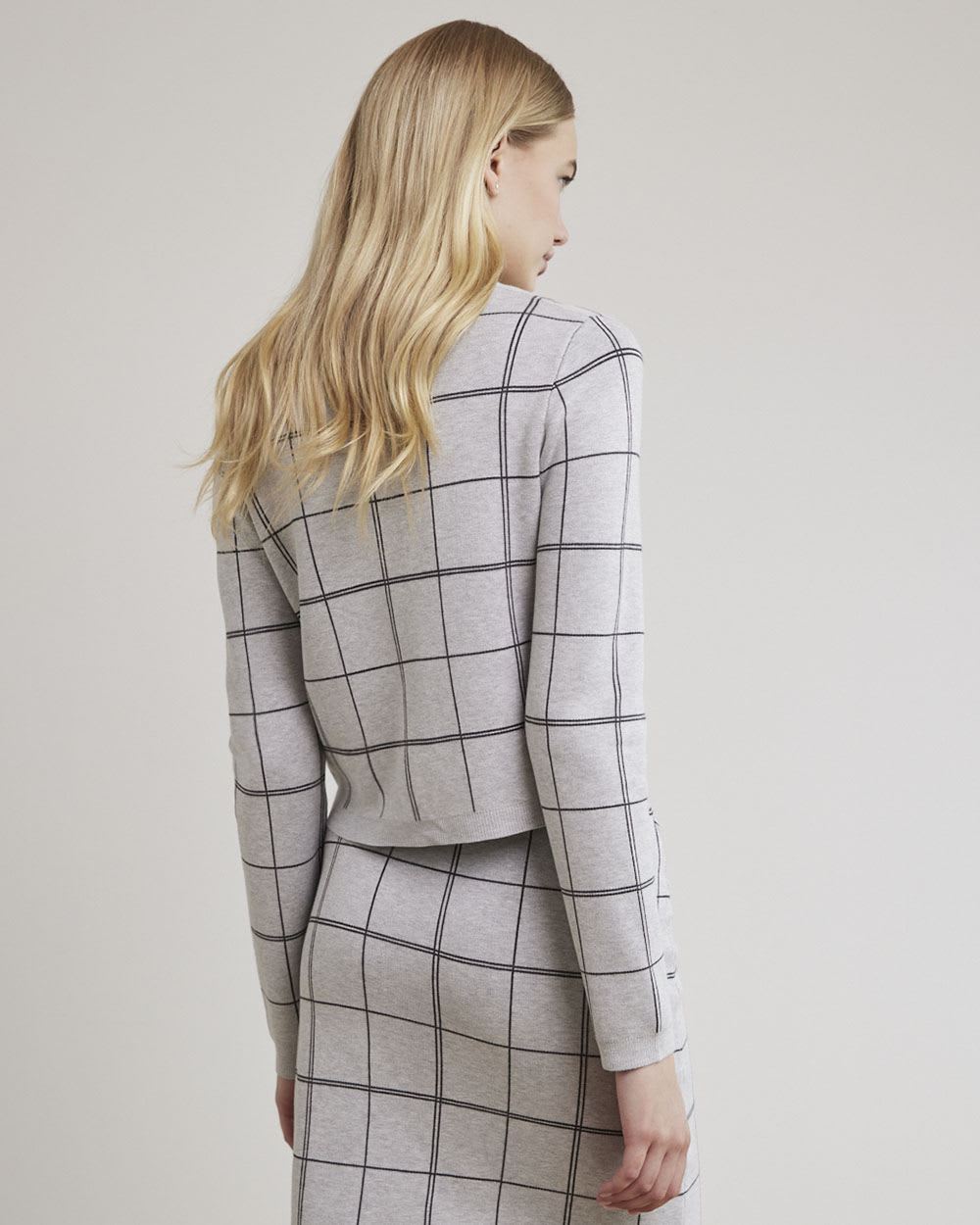 Plaid Buttoned-Down Sweater Blazer