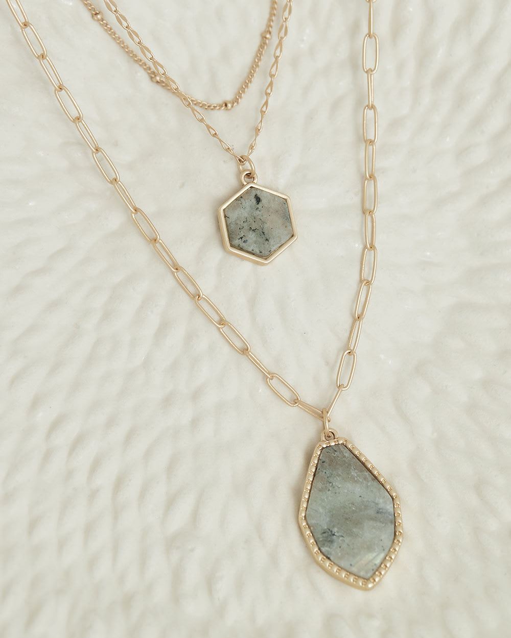 Three-Row Necklace with Natural Stones